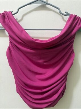 Forever 21 Magenta Cowl Neck Ruched Blouse
